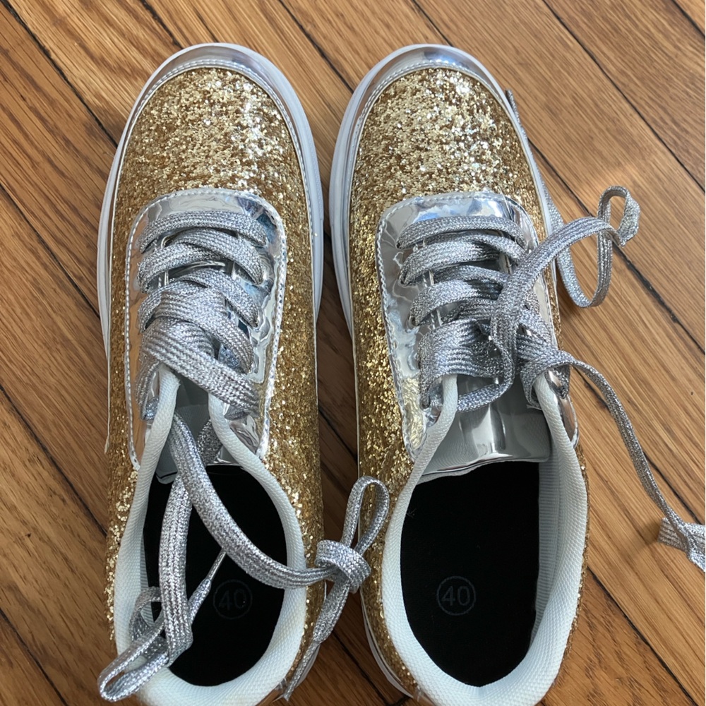 Gold & silver sparkly sneakers